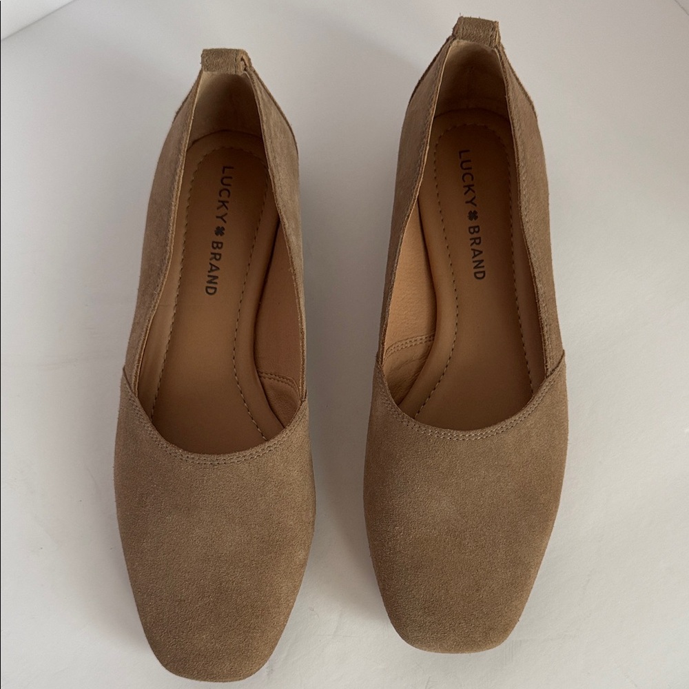 Lucky Brand Women’s Taupe Suede Slip-On Flats